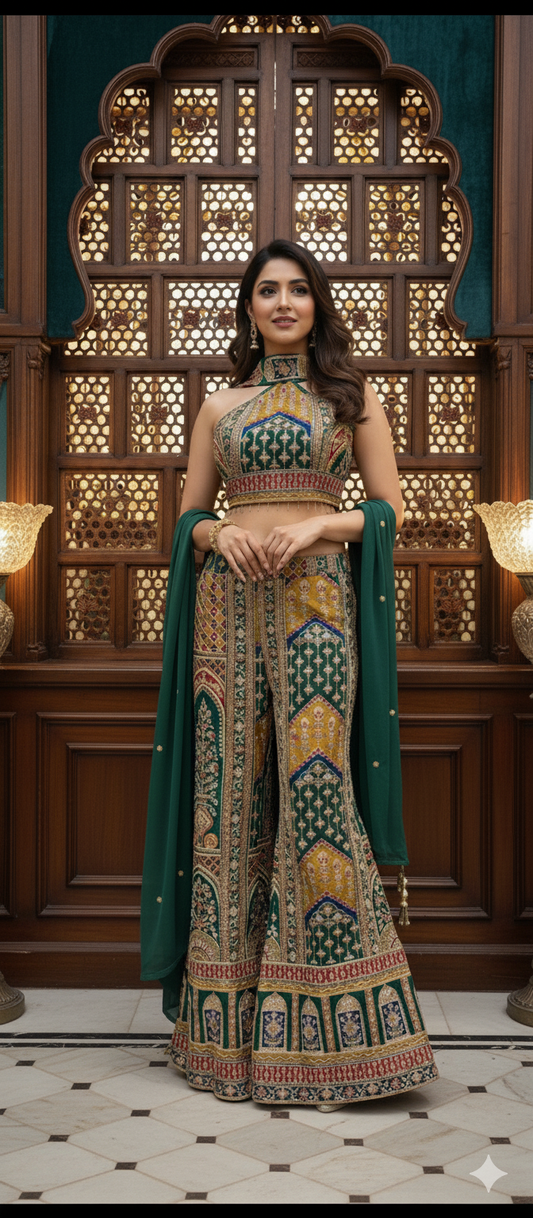 The Emerald Empress Sharara Set